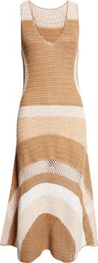Ramy Brook Cadence Colorblock Crochet Midi Dress