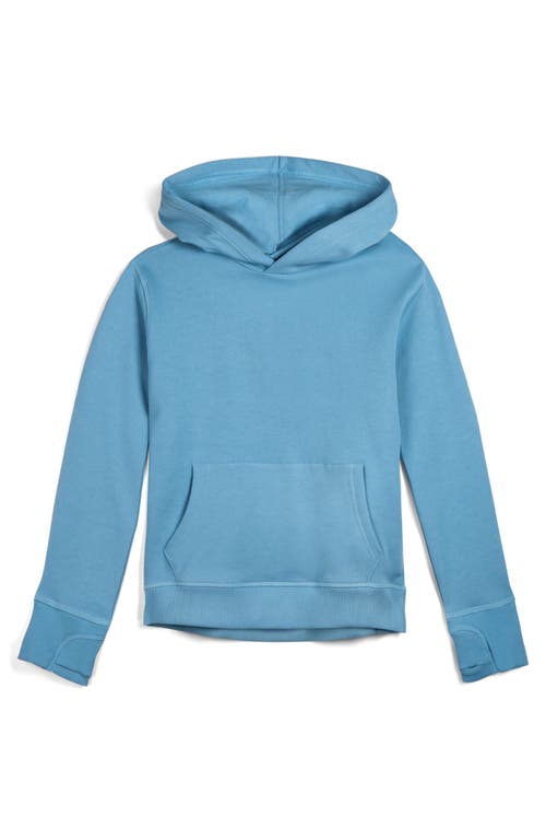 Shop Mightly Organic Cotton Pullover Pocket Hoodie In Chambray