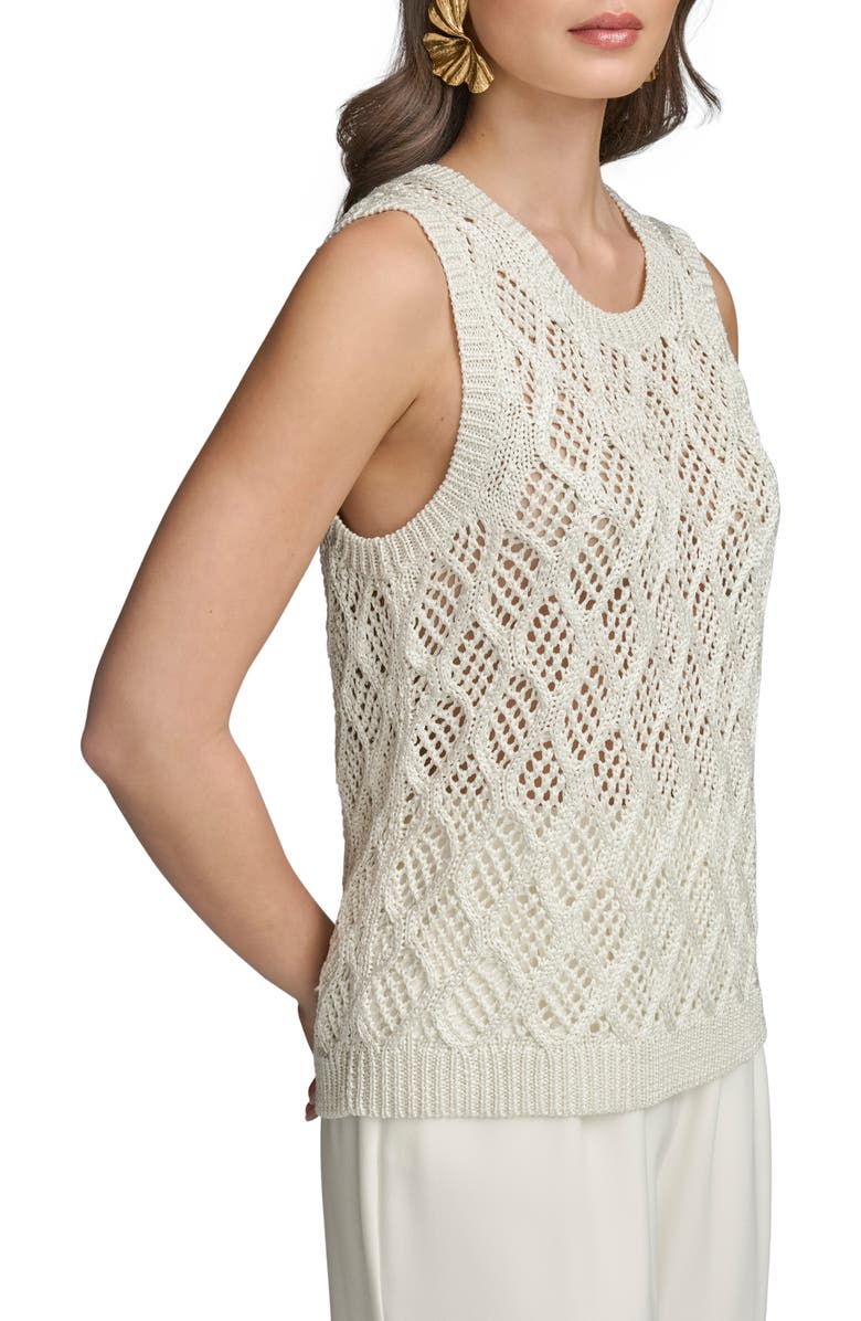 Donna Karan New York Diamond Pattern Sleeveless Sweater, Alternate, color, 