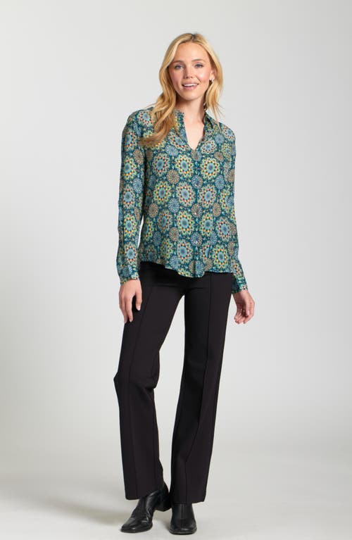 Apny Abstract Print Roll Tab Sleeve Chiffon Button-up Shirt In Multi