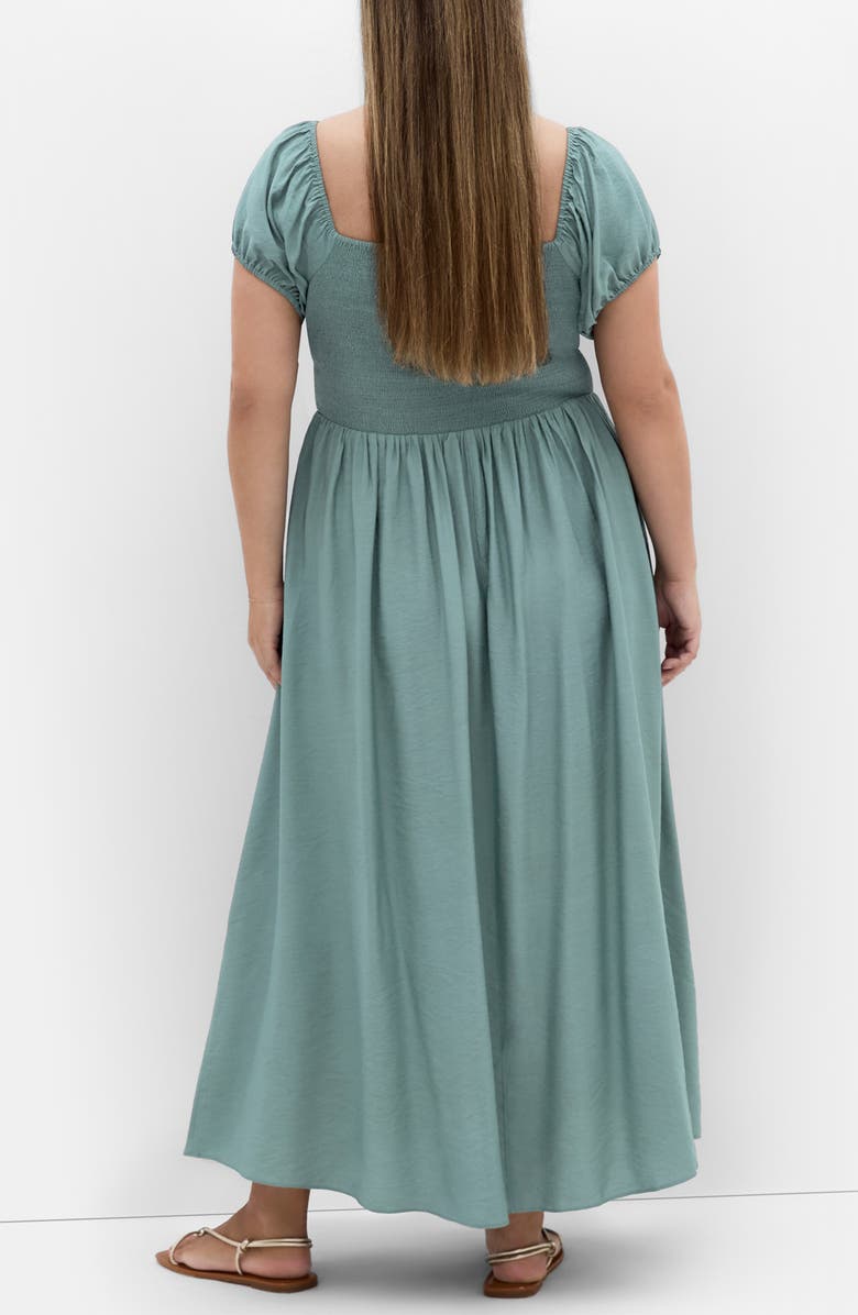 City Chic Abbigail Puff Sleeve Slit Maxi Dress, Alternate, color, Sage