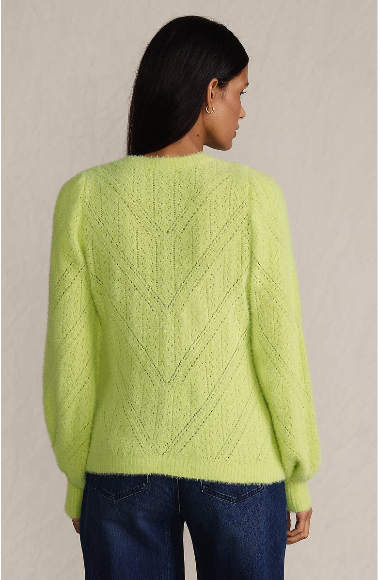 Lands' End Eyelash Fuzzy Pointelle Puff Sleeve Sweater, Alternate, color, 