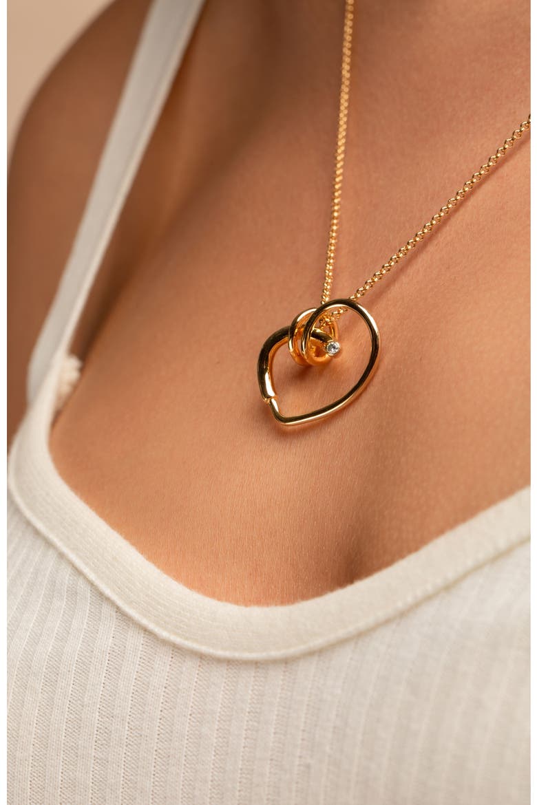 Chantal heart  ziconia pendant chain necklace, Alternate, color, GOLD PLATE