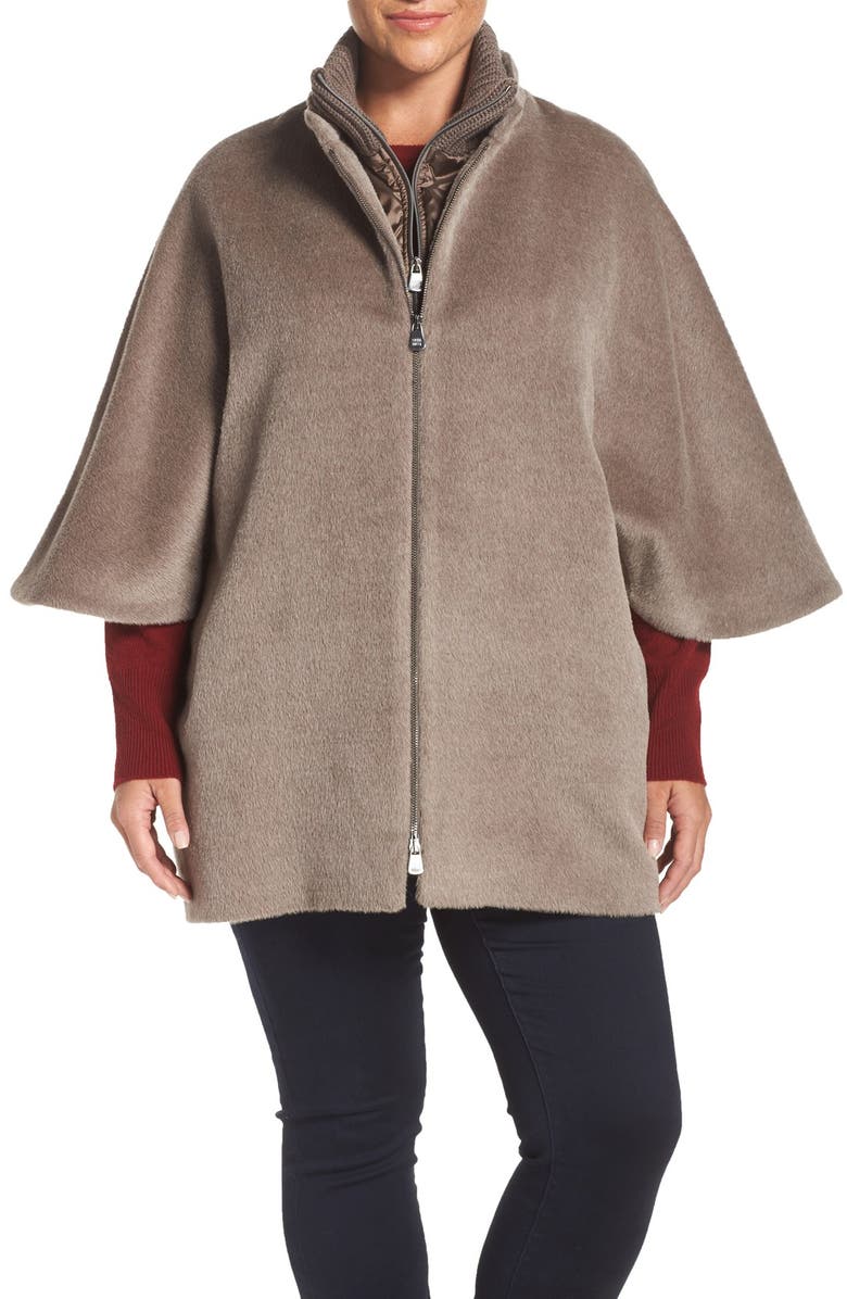 Cinzia Rocca DUE Llama & Wool Double Collar Cape, Main, color,