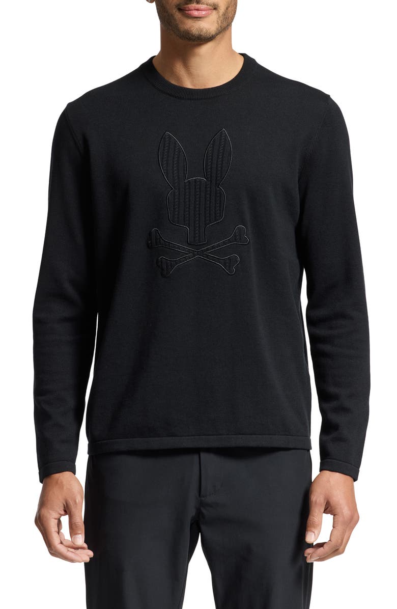 Psycho Bunny Hillrose Baby Cable Cotton & Wool Crewneck Pullover, Main, color, 