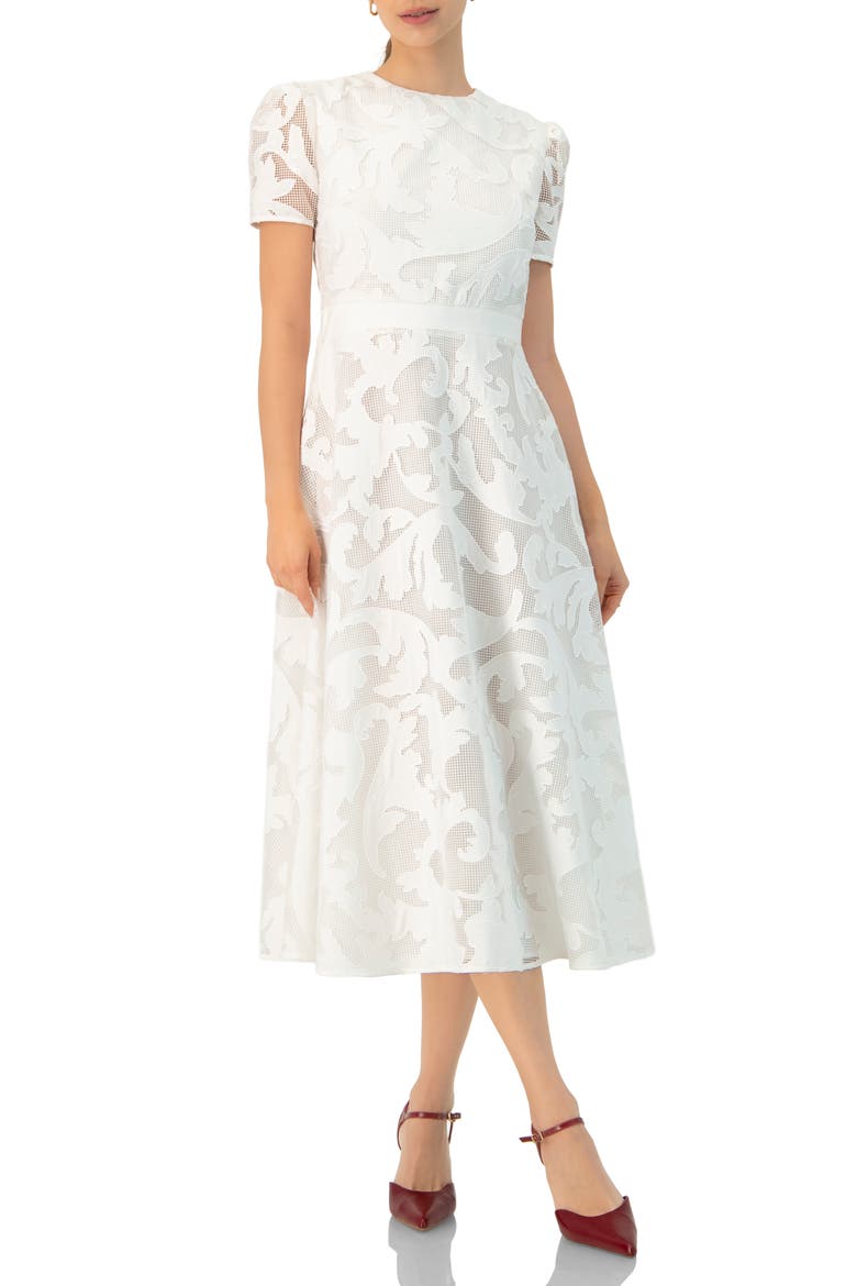 Lace A-Line Midi Dress, Main, color, White