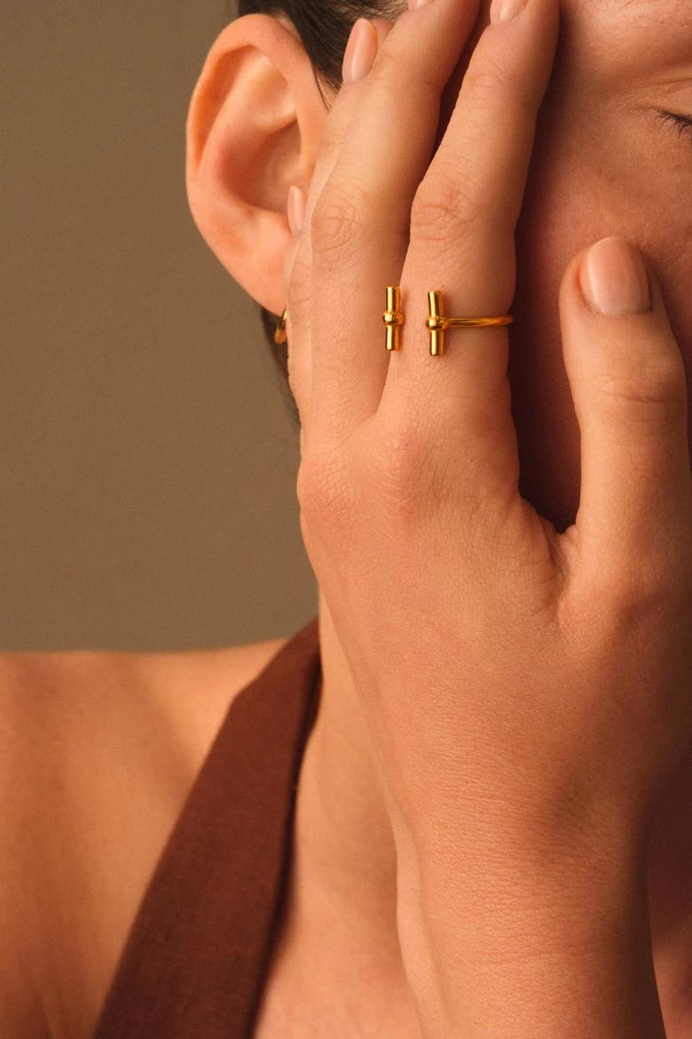 Themis Waterproof Gold T-Bar Ring, Alternate, color, Gold