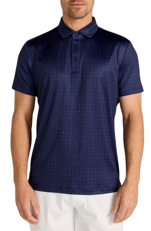 Redvanly The Times Neat Letter Print Performance Golf Polo In Blue