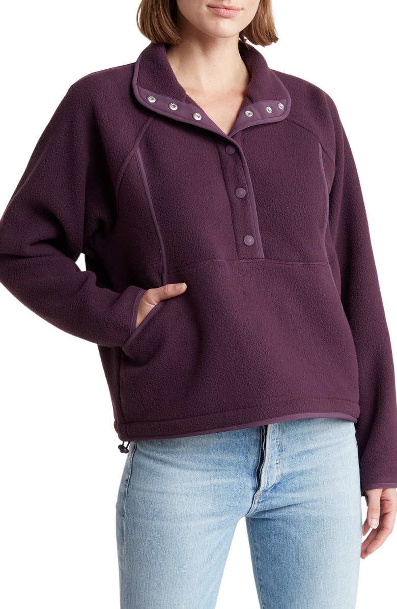 Outdoor Voices RecFleece Snap-Up Pullover Sweatshirt, Main, color,