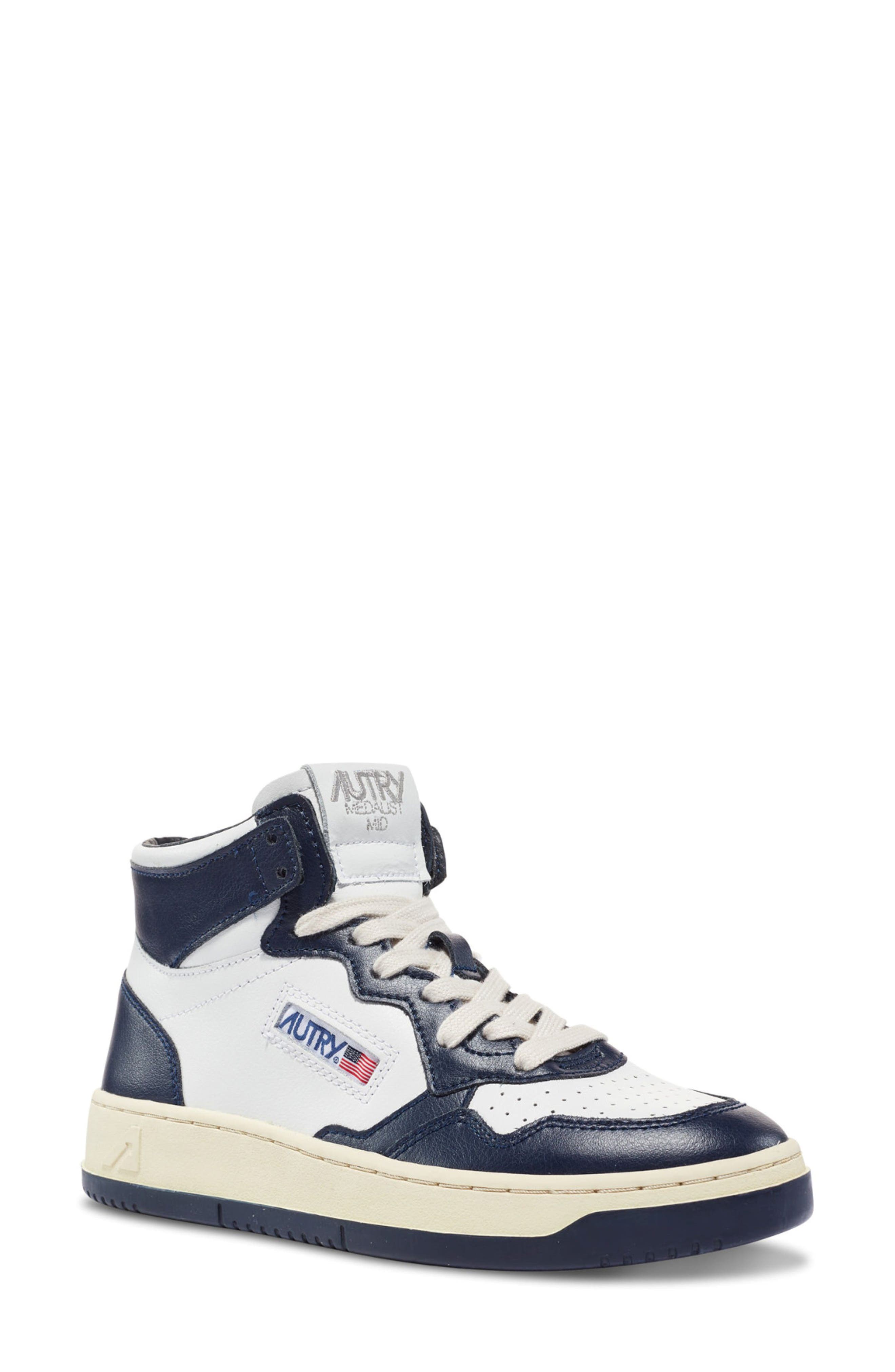 Medalist Mid High Top Sneaker, Main, color, BLUE/ WHITE LEATHER