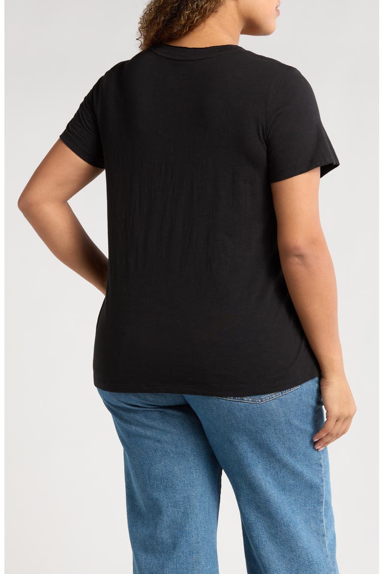 Short Sleeve Cotton & Modal V-Neck Pocket T-Shirt, Alternate, color, BLACK