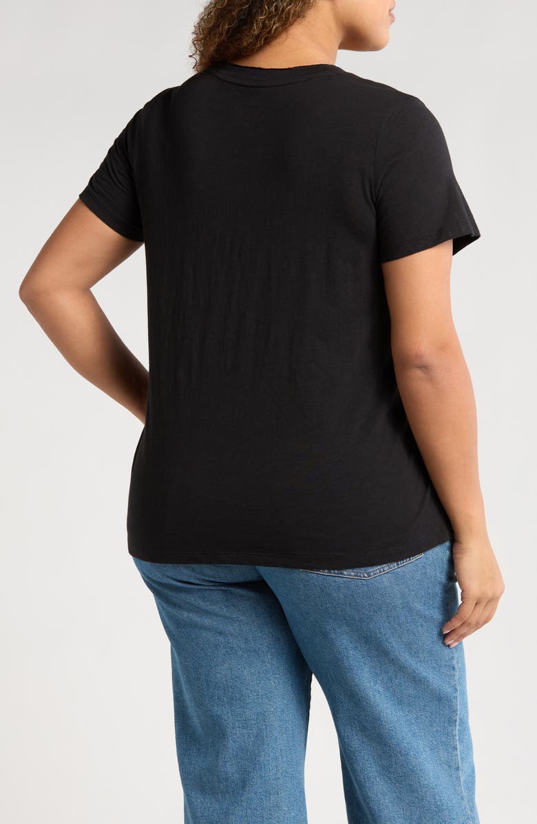 Caslon<sup>®</sup> Short Sleeve Cotton & Modal V-Neck Pocket T-Shirt, Alternate, color, Black