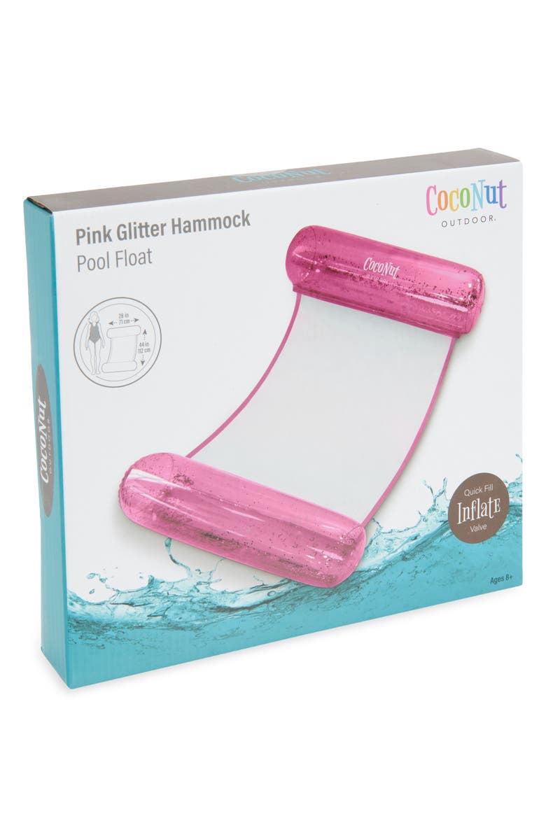 Coconut Outdoor Pink Glitter Hammock Pool Float, Main, color, Pink