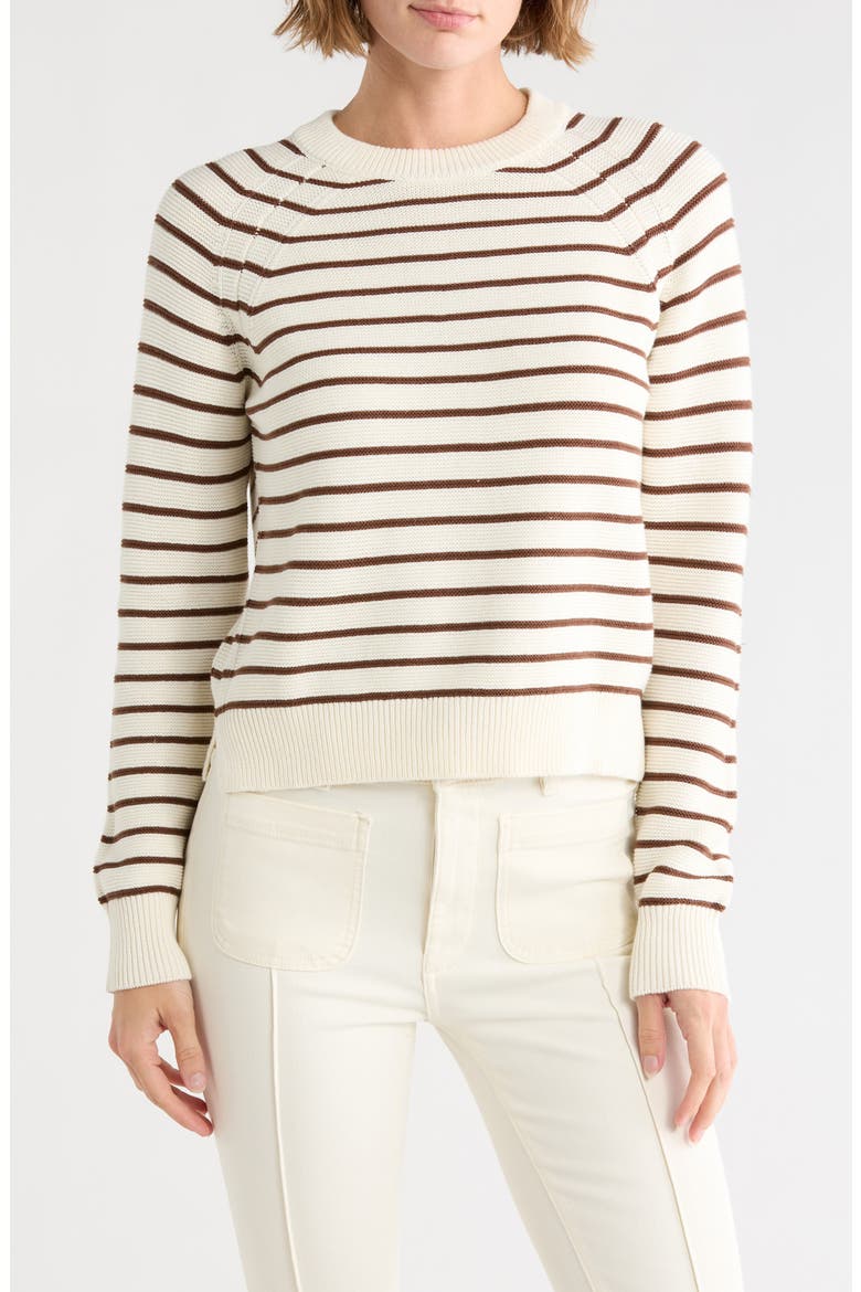 Mozart Stripe Crewneck Sweater, Main, color, MOCHA-CARAMEL