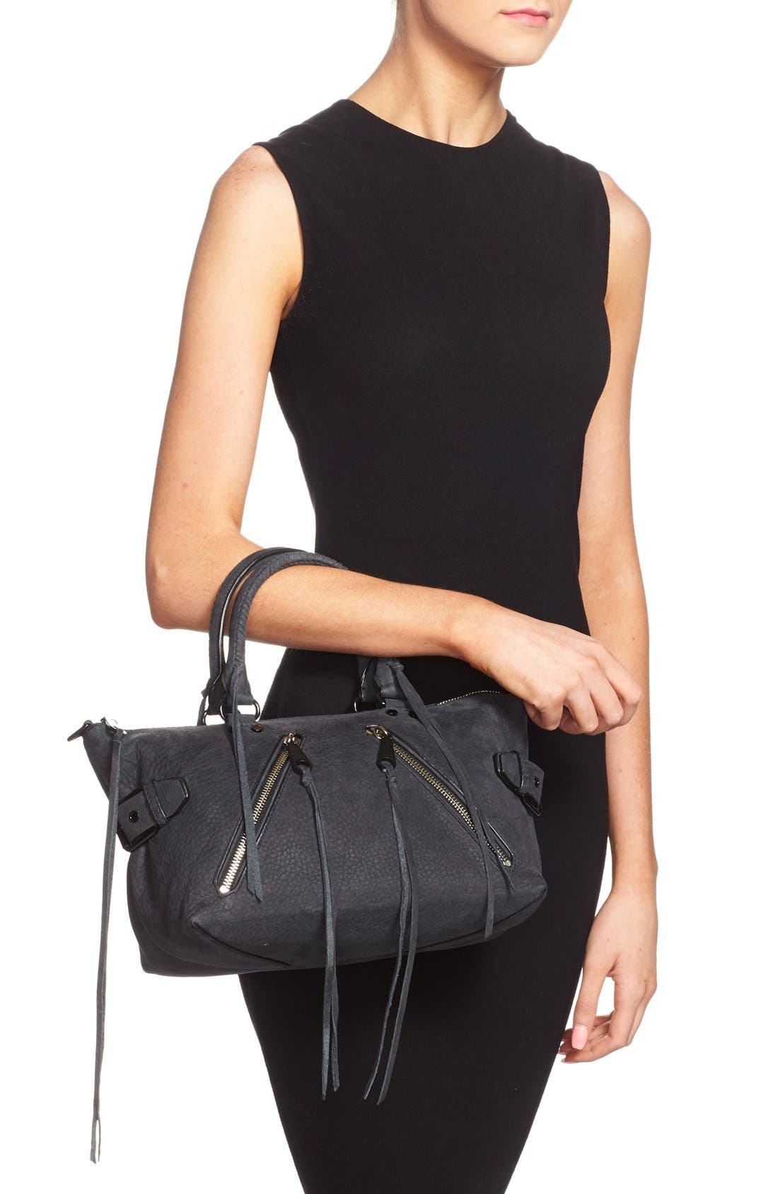 'Moto' Satchel, Alternate, color, BLACK
