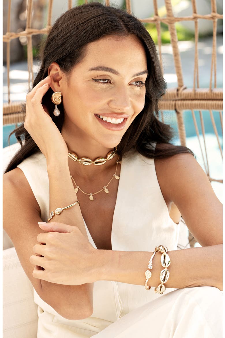 Swirl Shell Hinge Cuff Bracelet, Alternate, color, GOLD