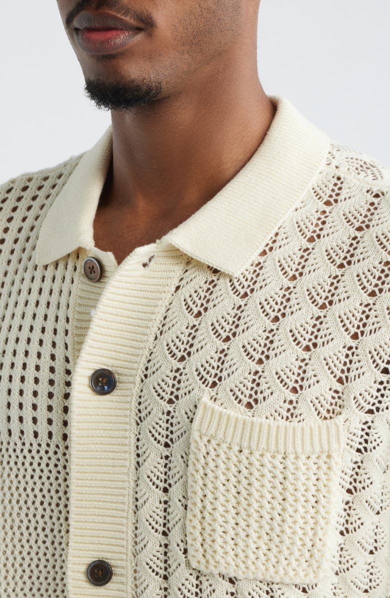 Obey Preston Short Sleeve Cardigan, Alternate, color, Natural