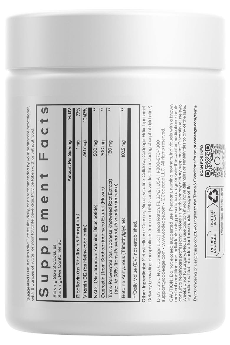 Liposomal NAD+ Ultra + Resveratrol & Vitamin B Supplement, Alternate, color, White