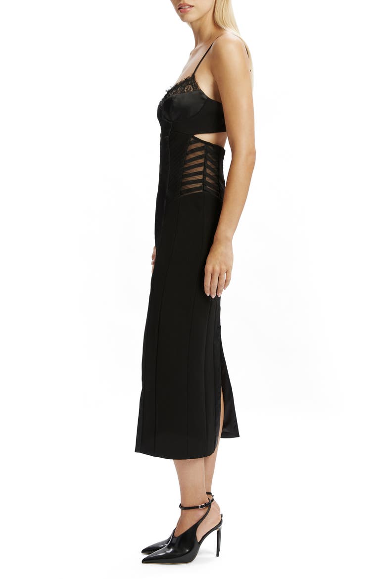 Katana Lace Trim Bustier Slipdress, Alternate, color, BLACK