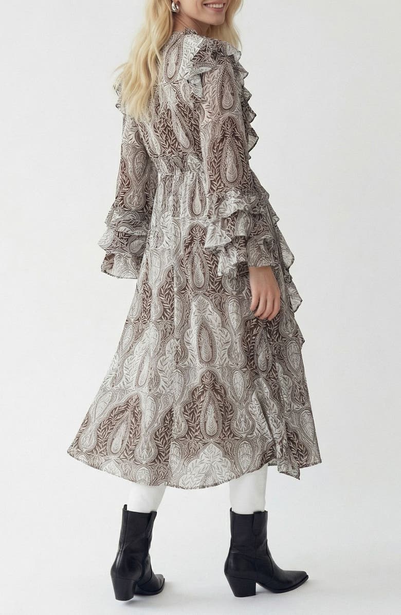 VERO MODA Tara Leaf Print Button Front Longline Cardigan, Alternate, color, Skywriting Aoptammy