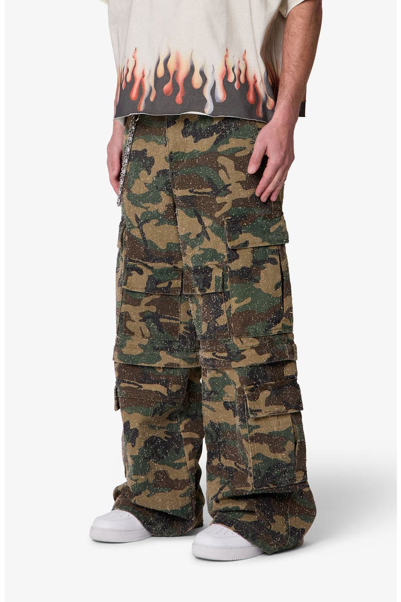 Distressed Camo Wide Leg Cargo Pants, Alternate, color, CAMO