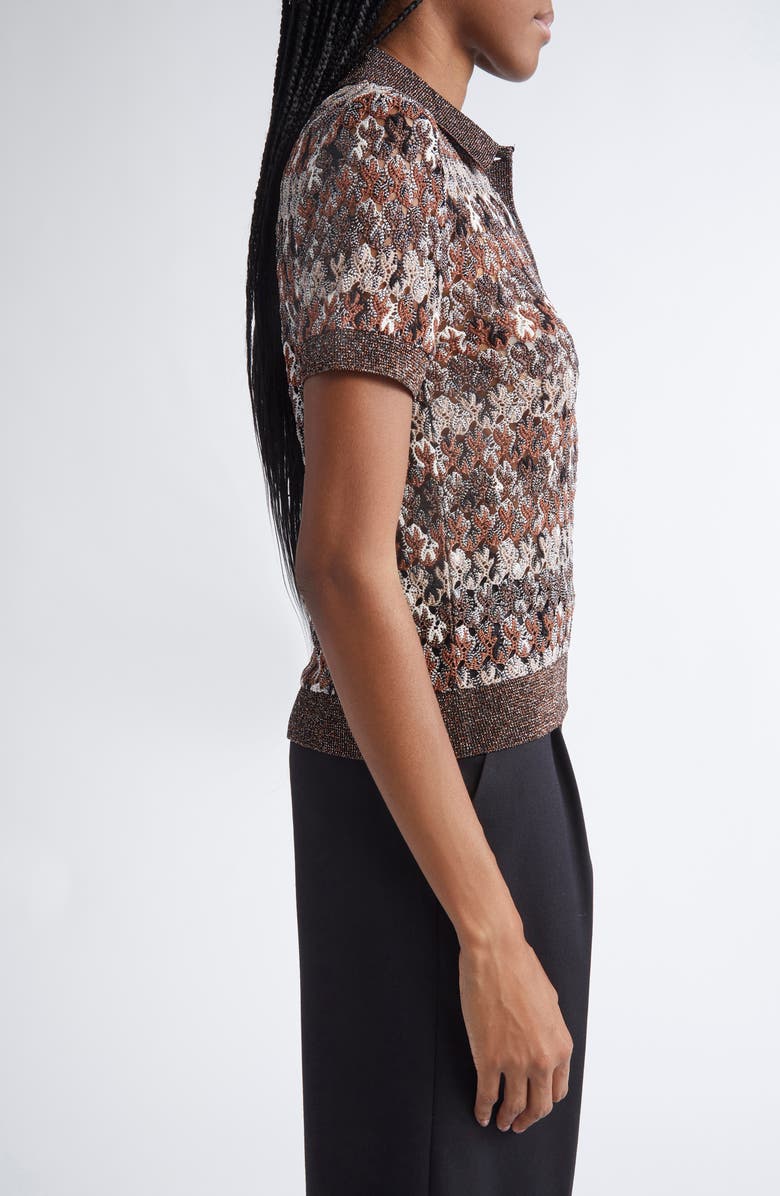 Missoni Knit Metallic Lace Polo, Alternate, color, Light Brown Tones And Orange
