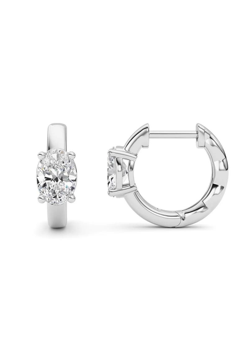 2Ct TW Oval Diamond Hoops 14k Gold Lab Grown Huggie Earrings, Main, color, 14k White Gold