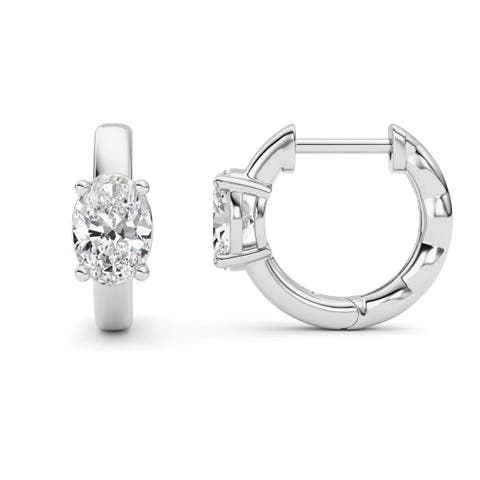 2Ct TW Oval Diamond Hoops 14k Gold Lab Grown Huggie Earrings