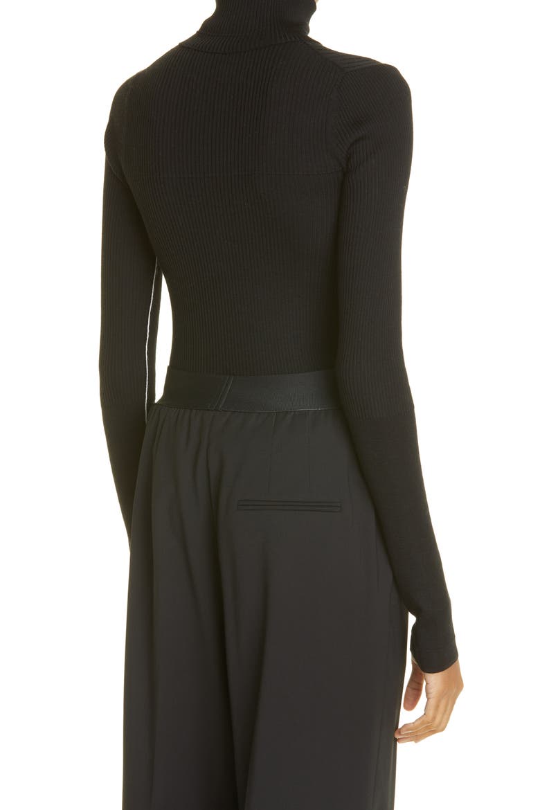 Rib Merino Wool Turtleneck Sweater, Alternate, color, BLACK IVORY LINK LINES