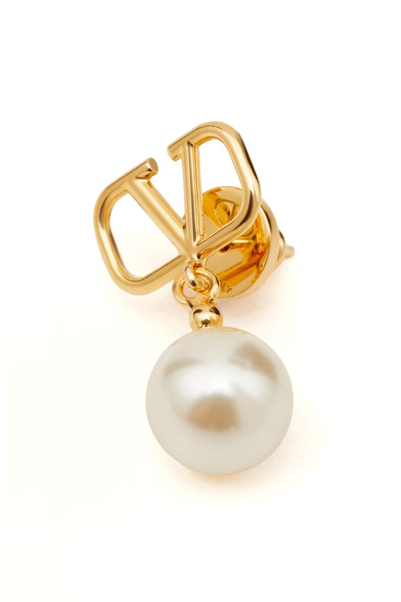 VLOGO Imitation Pearl Drop Earrings, Alternate, color, IVORY/ GOLD