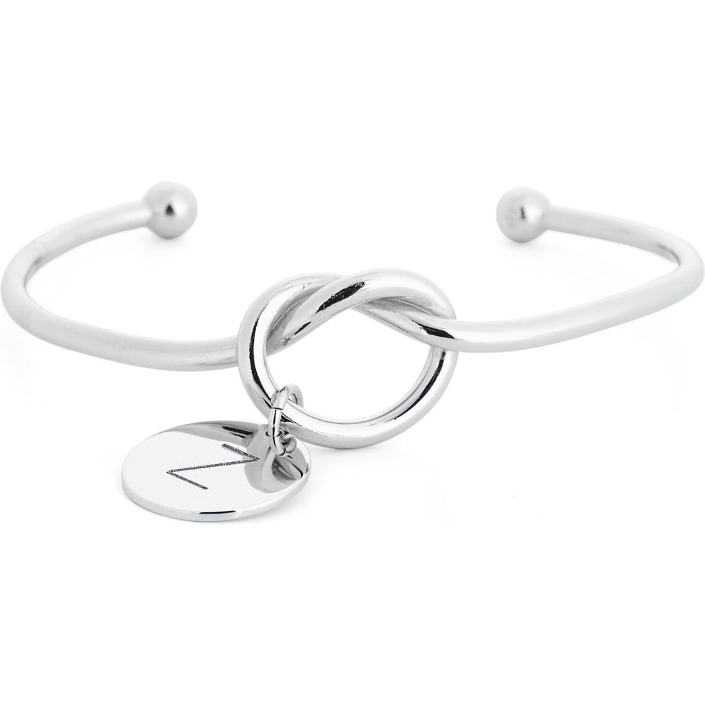 Meshmerise Love Knot Initial Bracelet In Silver