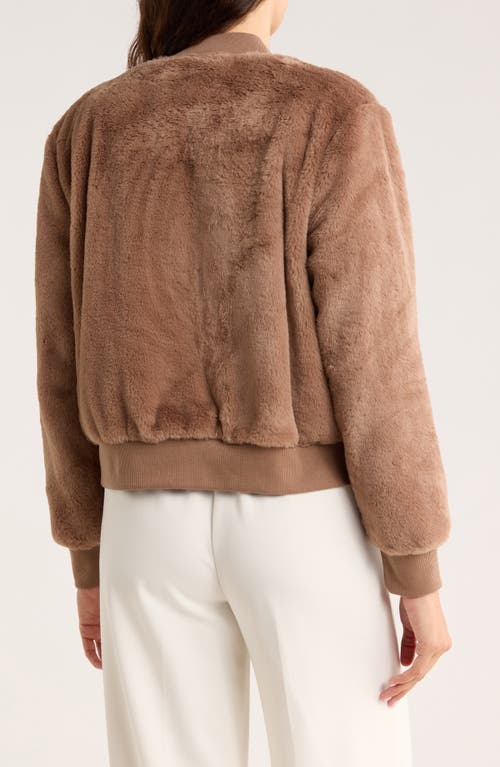 Sanctuary Luxe Faux Fur Zip Bomber Jacket In Brown