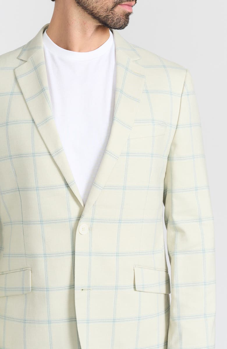 SAVILE ROW CO Mayfair Windowpane Notch Lapel Blazer, Alternate, color, Cream