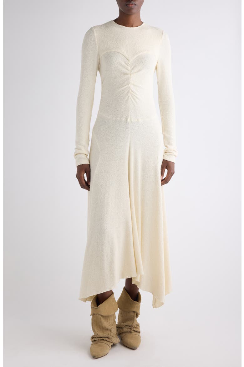Flora Long Sleeve Asymmetric Dress, Main, color, ECRU