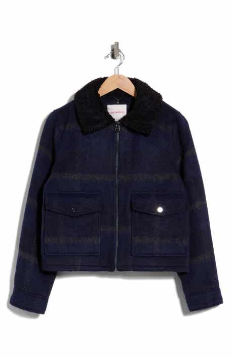 Plaid Faux Fur Crop Jacket