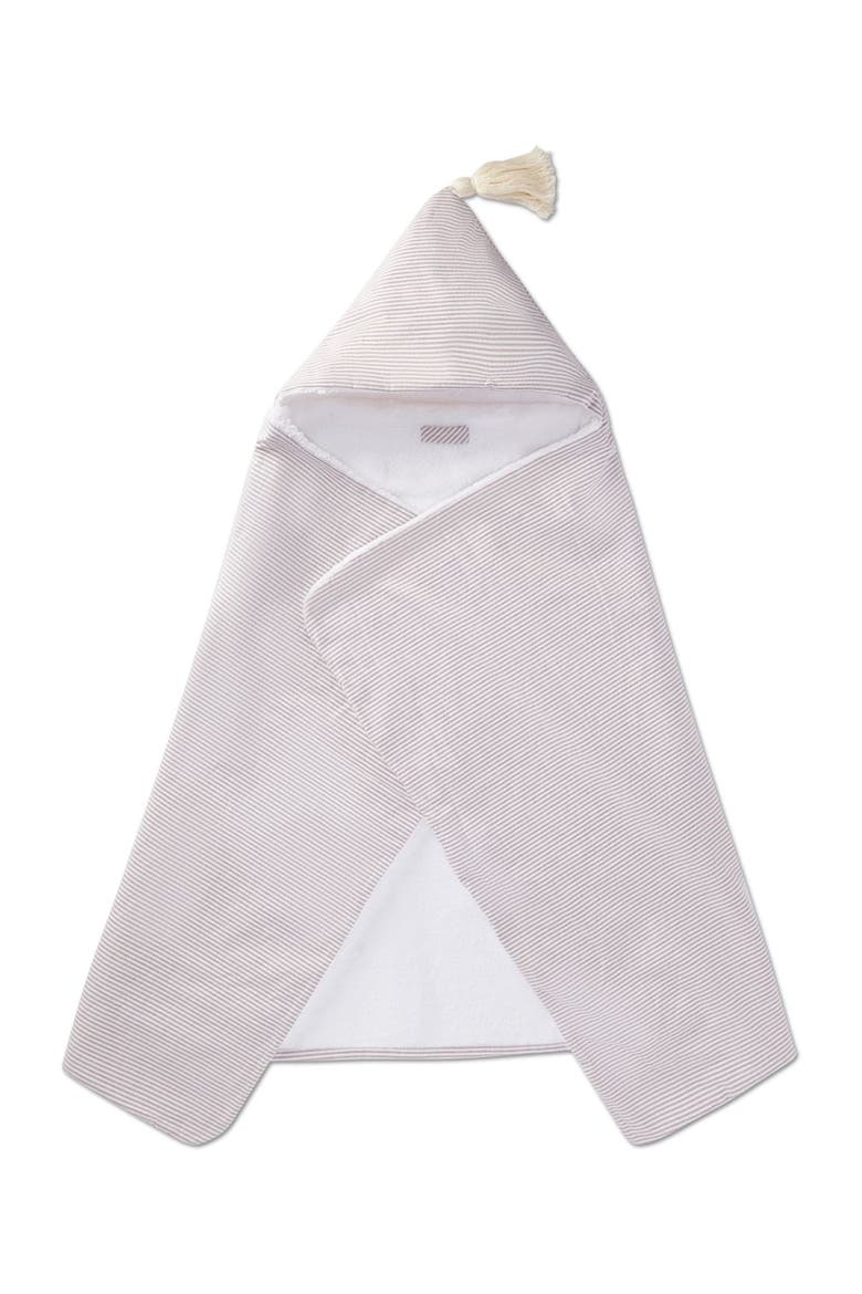 Baby Mini-Striped Cotton-Lined Hooded Towel, Alternate, color, White