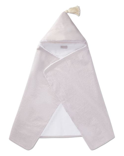 Minimoi Baby Mini-striped Cotton-lined Hooded Towel In White