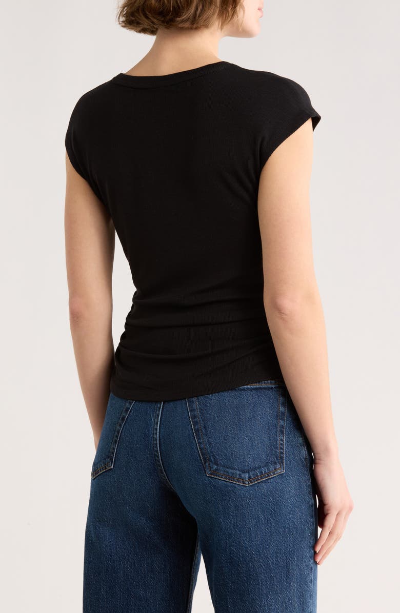 Abound Cap Sleeve Scrunch Rib Top, Alternate, color, Black