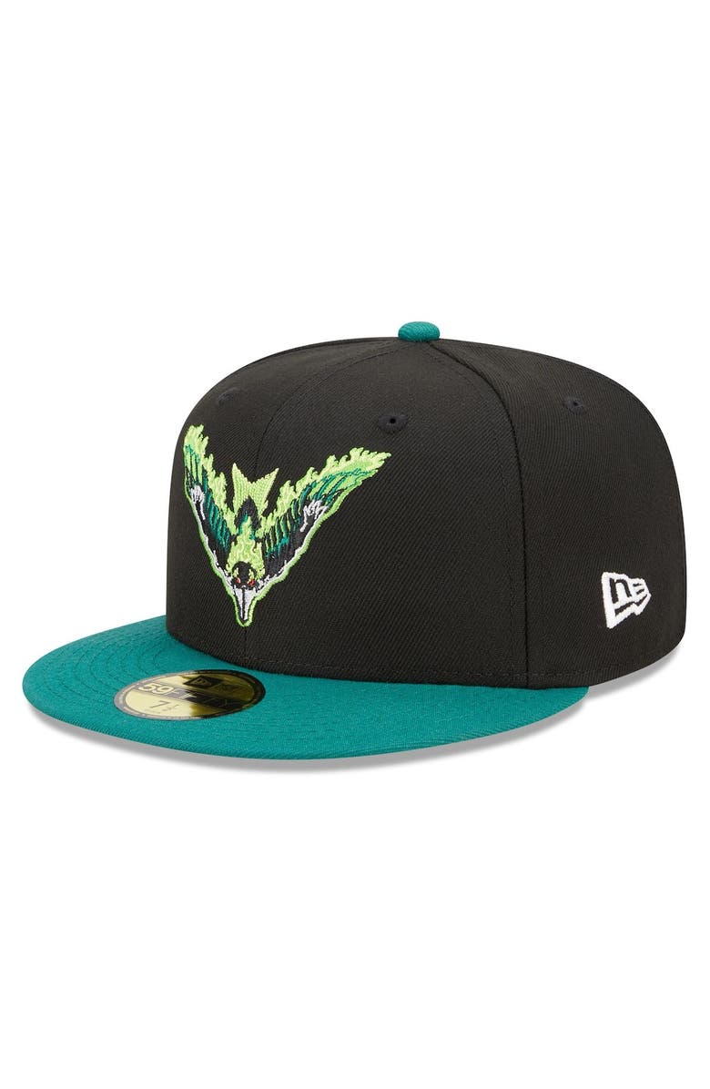 New Era Men's New Era Black/Green Great Lakes Loons Marvel x Minor League 59FIFTY Fitted Hat, Main, color, 