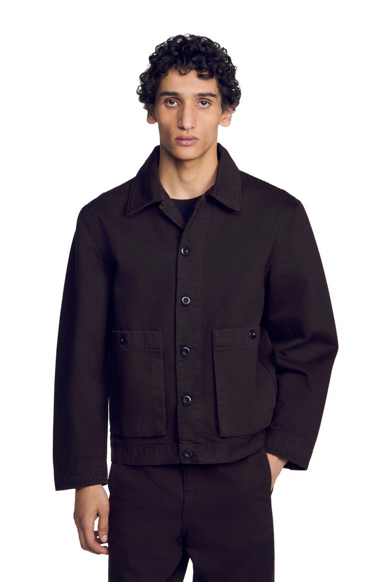 Denim worker jacket, Alternate, color, Chocolate
