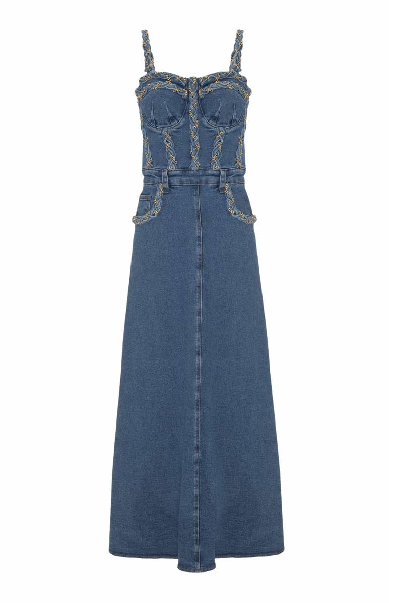 PatBO Braided Denim Midi Dress, Alternate, color,