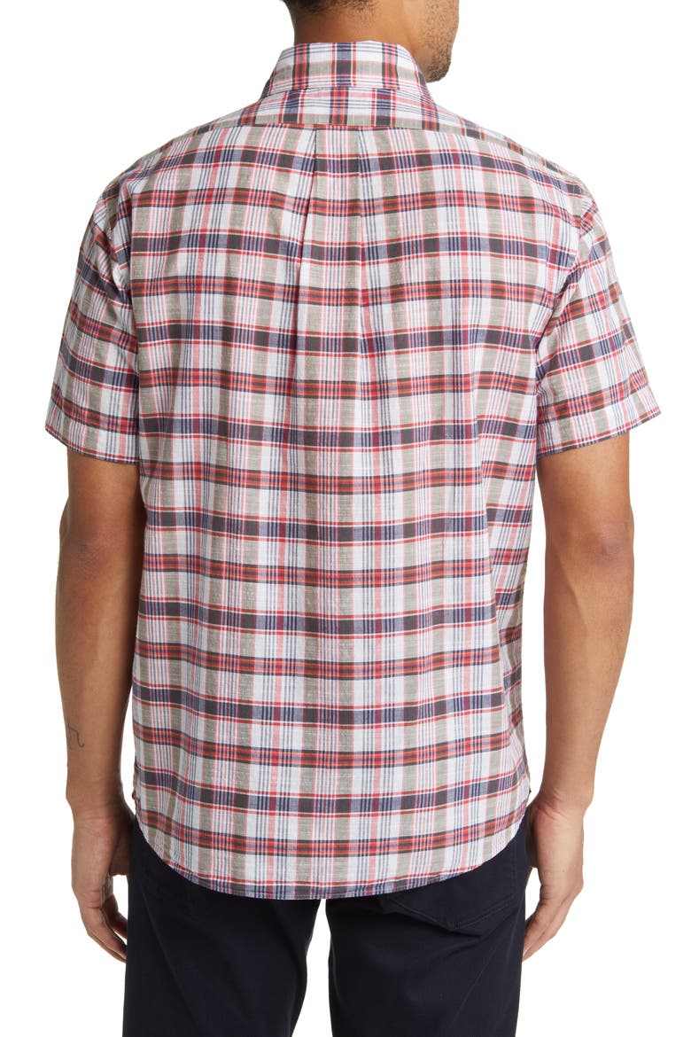 Madras Short Sleeve Plaid Button-Down Shirt, Alternate, color, MADRASWHTMULTI