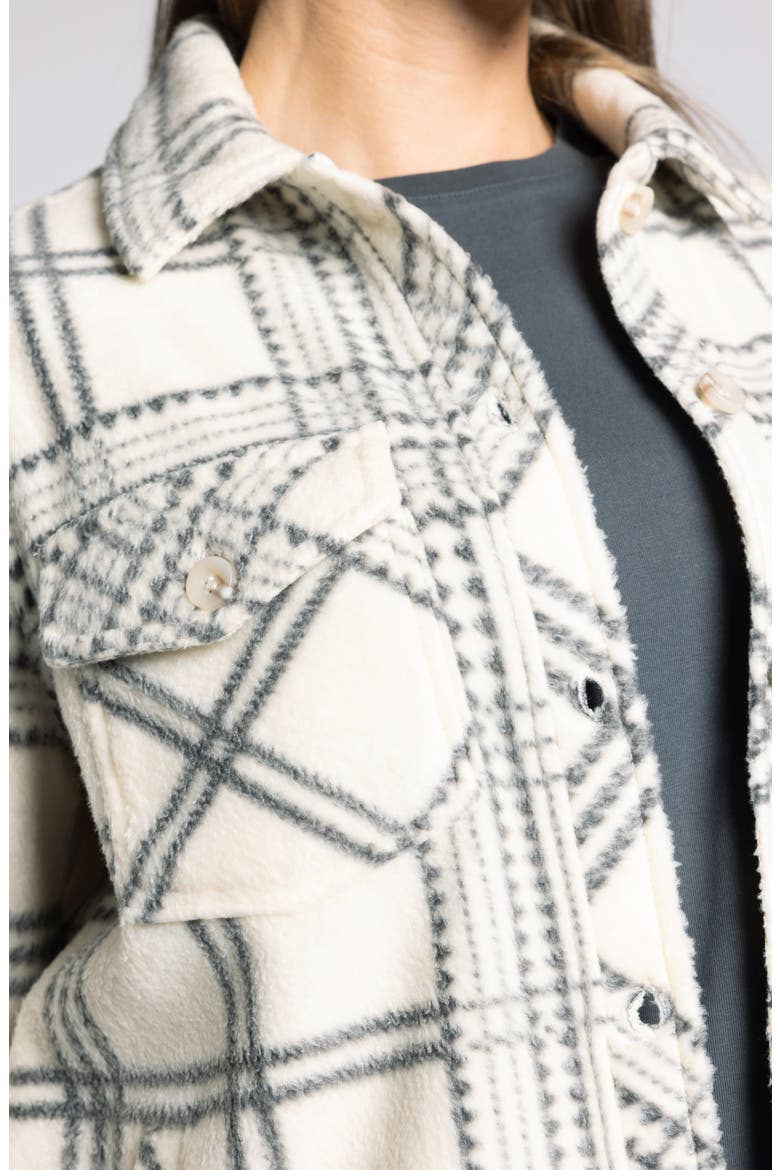 Santa Fe Plaid Fleece Shirt Jacket, Alternate, color, TOFU/ ASH PLAID