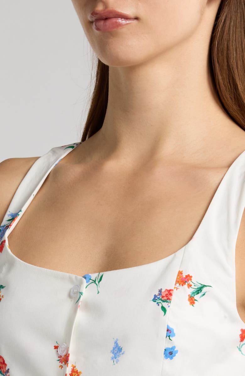 WAYF Sage Floral Button-Up Stretch Cotton Tank, Alternate, color, Ivory Blossom