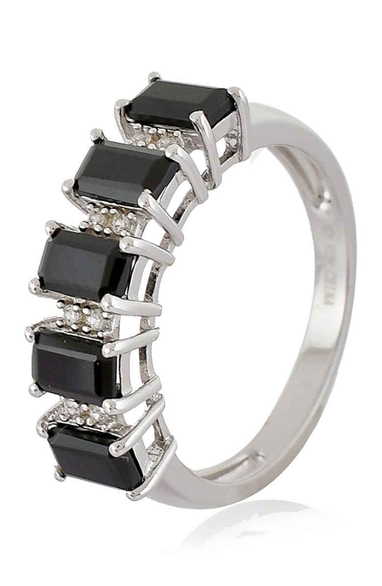 FOREVER CREATIONS USA INC Sterling Silver Black Spinel & Natural Zircon Ring, Alternate, color,
