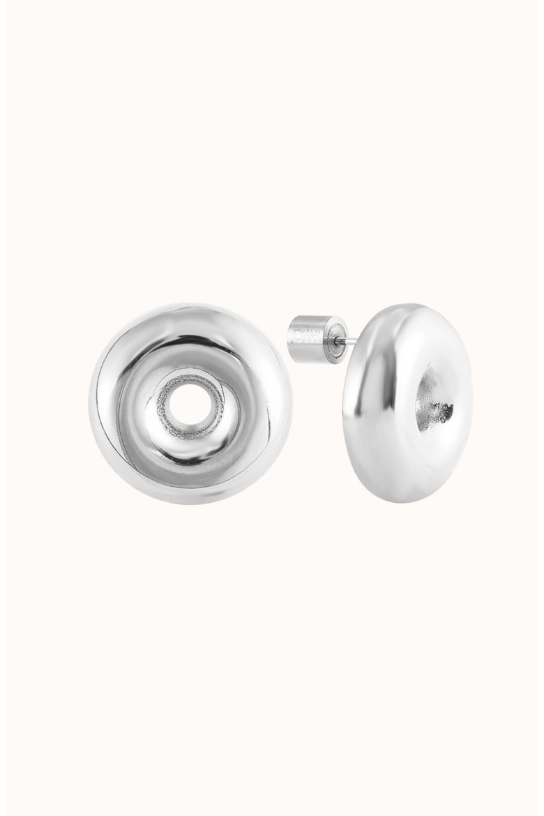 Donut Earrings, Alternate, color, White Silver