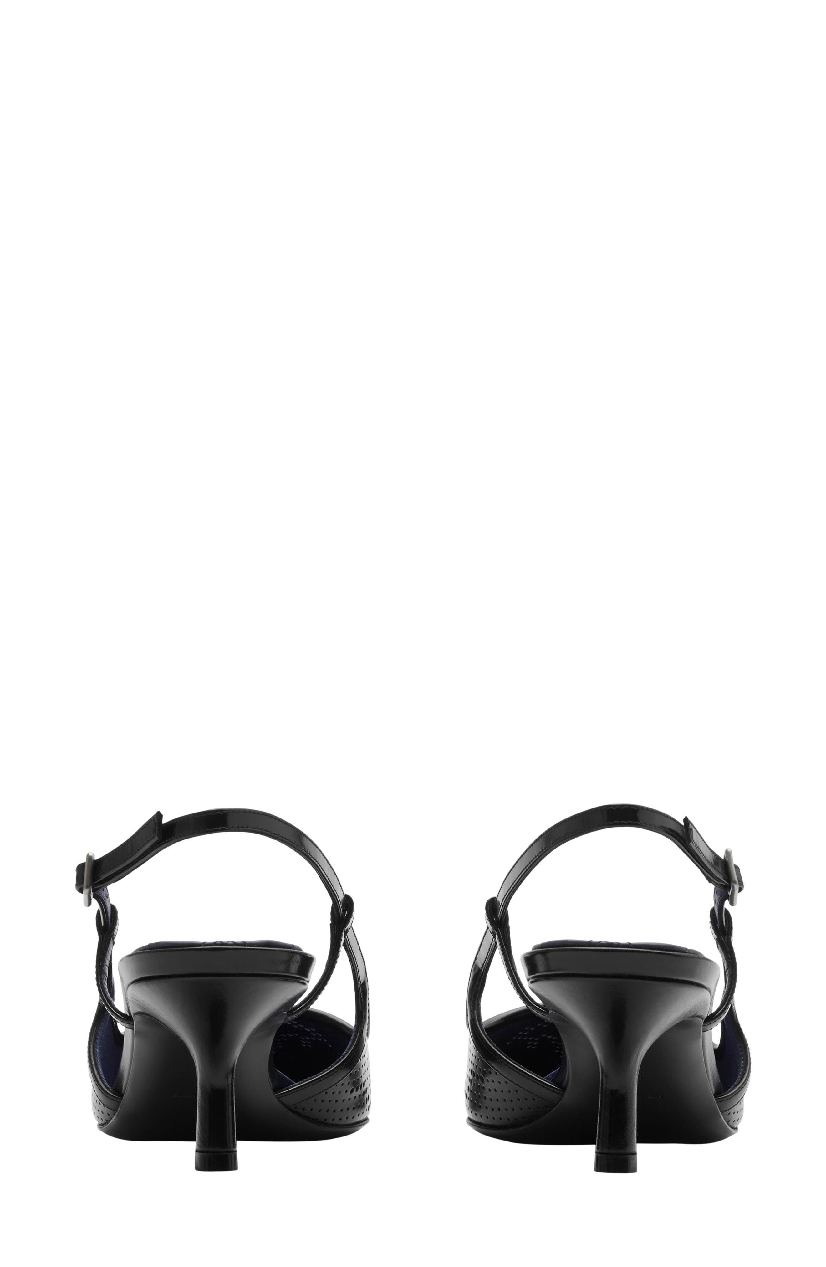 Burberry Chisel Square Toe Kitten Heel Slingback Sandal, Alternate, color, 