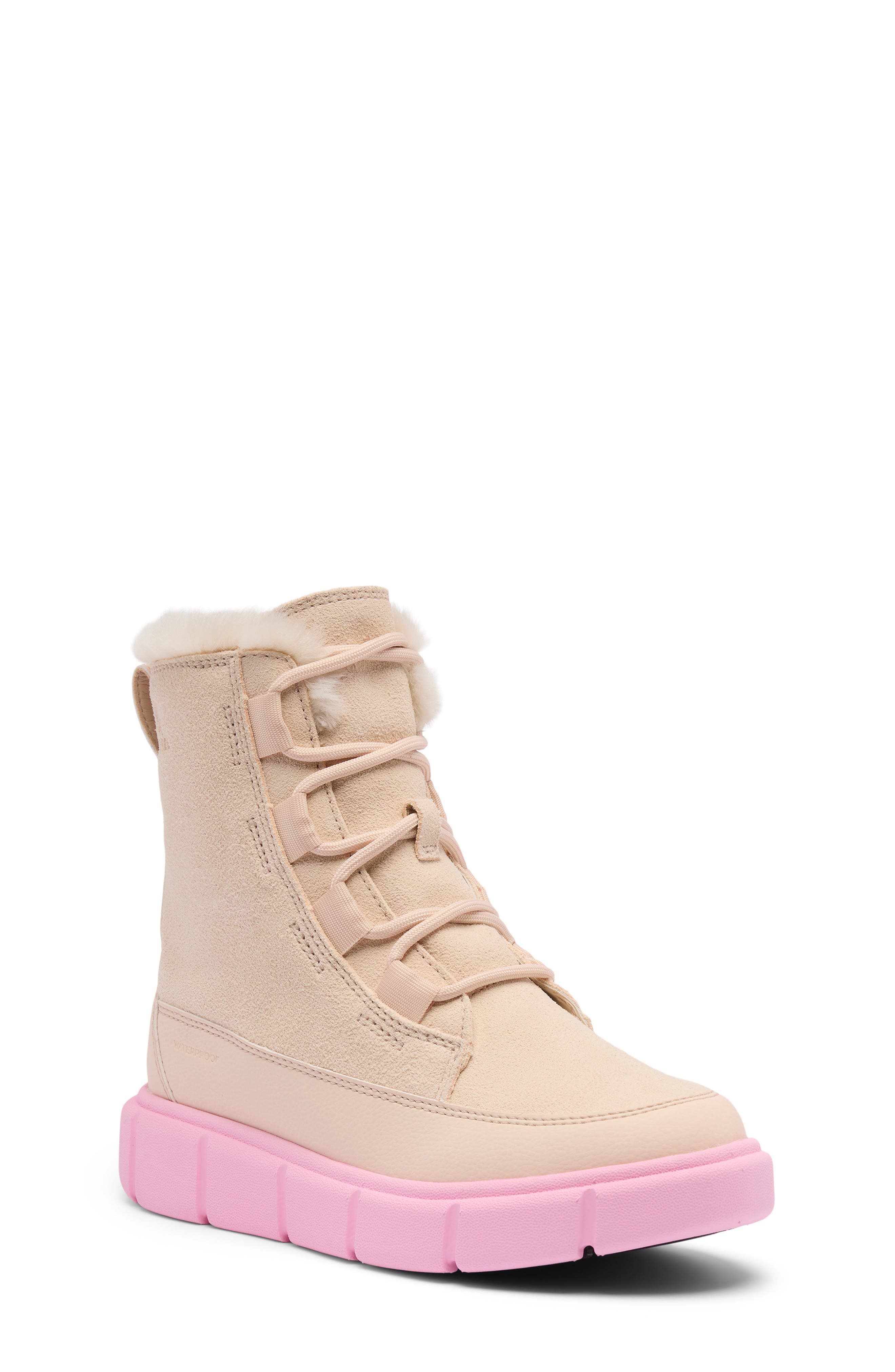 Kids' Explorer III Faux Fur Waterproof Boot, Main, color, PEARLESCENT/ PINK FLARE