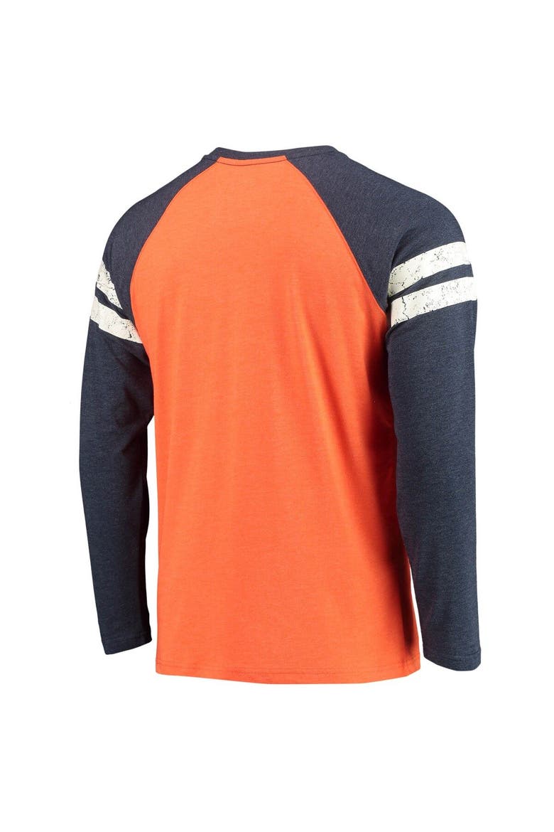 Men's Starter Orange/Navy Chicago Bears Throwback League Raglan Long Sleeve Tri-Blend T-Shirt, Alternate, color, Orange
