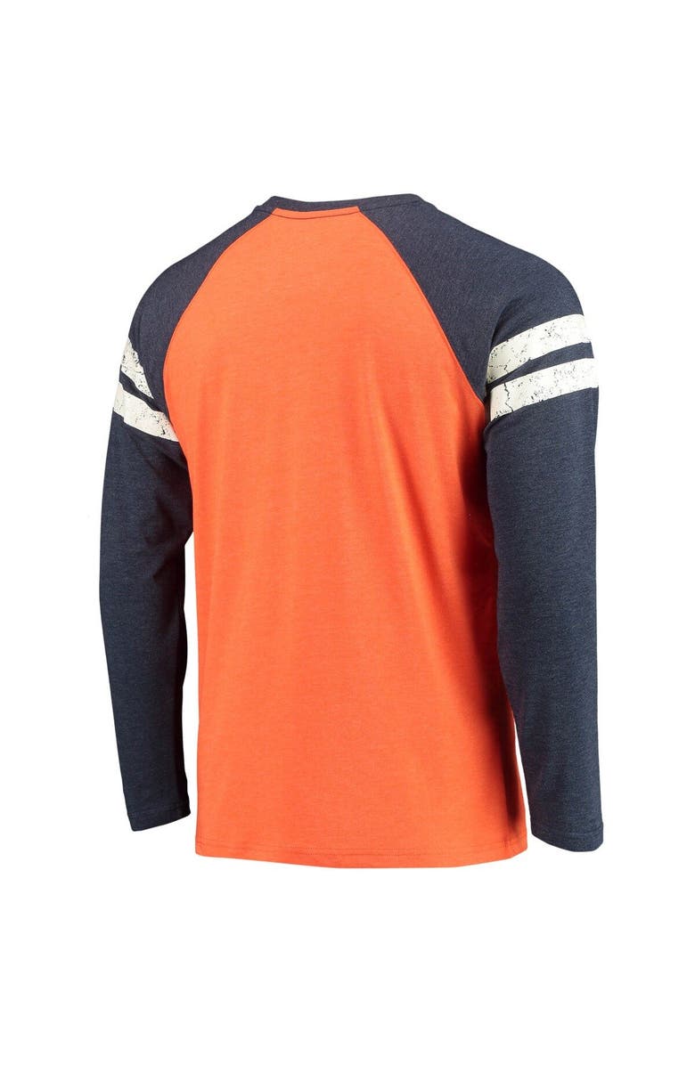 STARTER Men's Starter Orange/Navy Chicago Bears Throwback League Raglan Long Sleeve Tri-Blend T-Shirt, Alternate, color, Orange